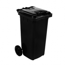 MOBILE REFUSE BIN 120lt - BLACK 'GENERAL WASTE' - 1