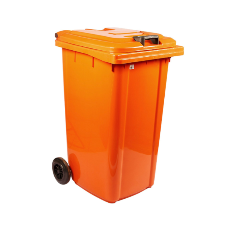 MOBILE REFUSE BIN 120lt - ORANGE 'PAPER WASTE' - 1