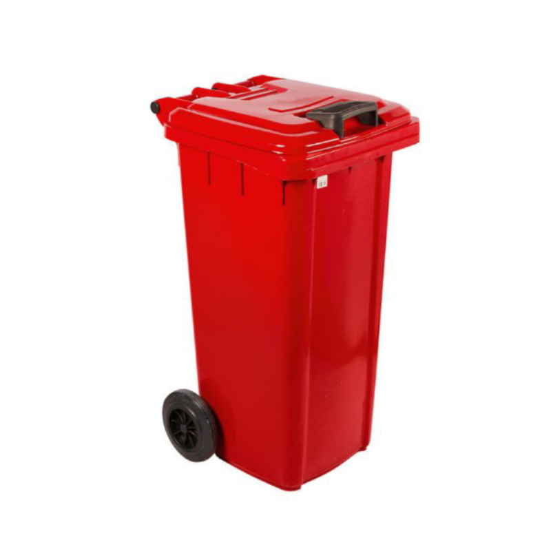 MOBILE REFUSE BIN 120lt - RED 'TIN CANS' - 1
