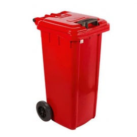 MOBILE REFUSE BIN 240lt - RED 'TIN CANS' - 1
