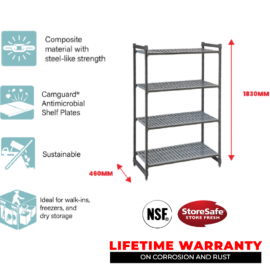 BASICS 4 TIER VENTED SHELF 460MM W X 765MM L X 1830MM H - 1