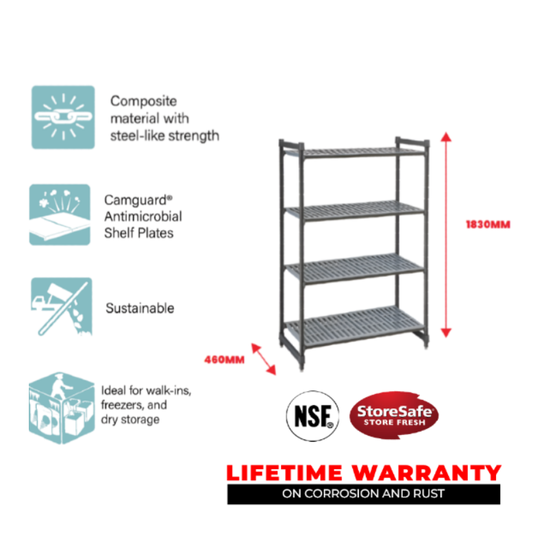 BASICS 4 TIER VENTED SHELF 460MM W X 915MM L X 1830MM H - 1