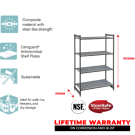 BASICS 4 TIER VENTED SHELF 610MM W X 765MM L X 1830MM H - 1