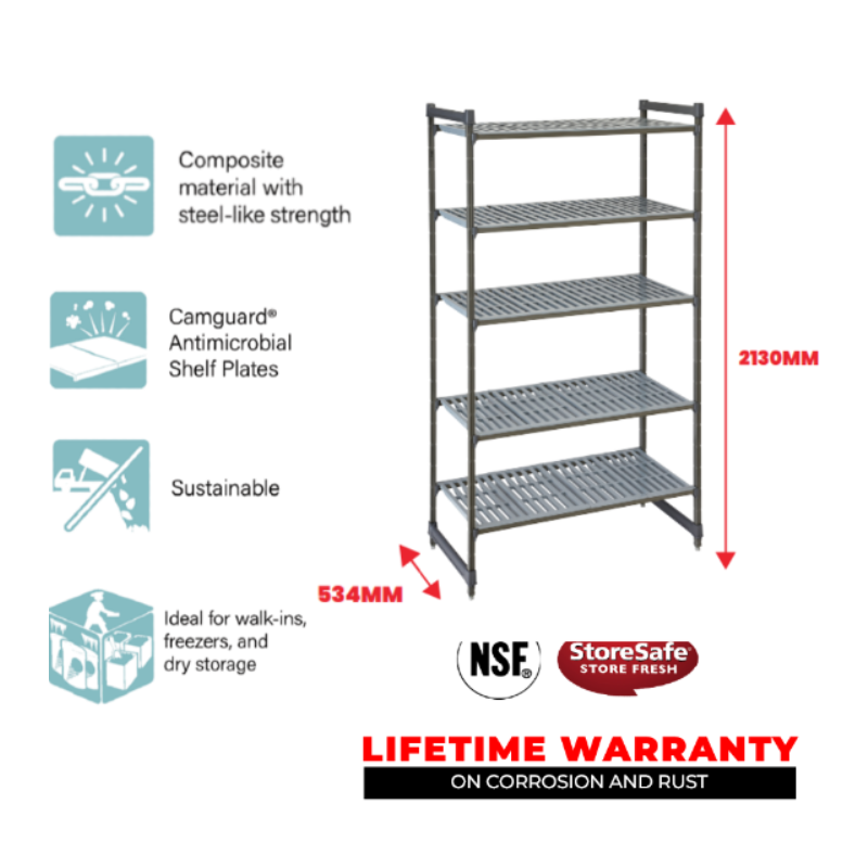 BASICS 5 TIER VENTED SHELF 534MM W X 915MM L X 2130MM H - 1